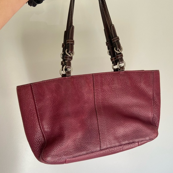 Coach Burgundy real Leather Tote Bag - Picture 2 of 5